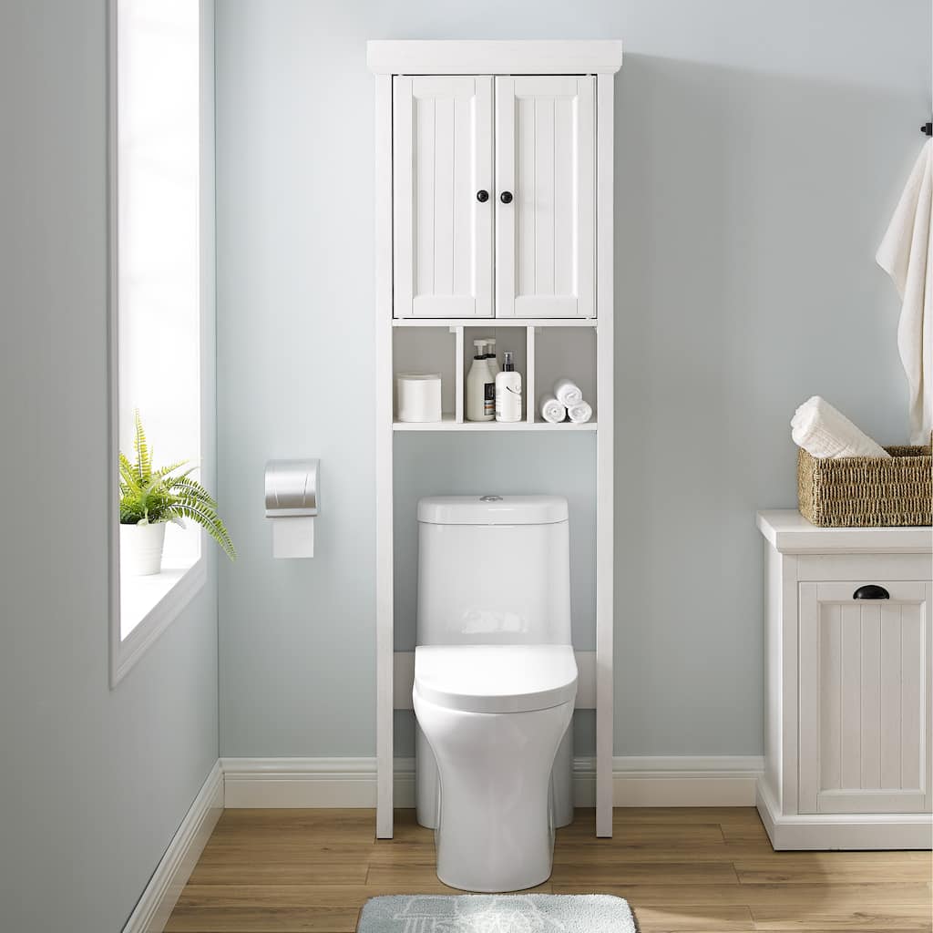 Crosley Seaside Space Saver Cabinet Distressed White