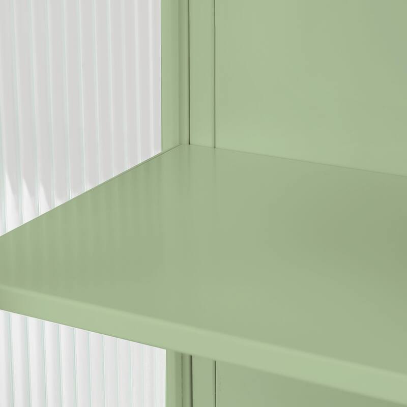 Glass Doors Modern 2-door Wall Cabinet Featuring 2-tier Enclosed Storage, Open Shelf, and Towel Rack