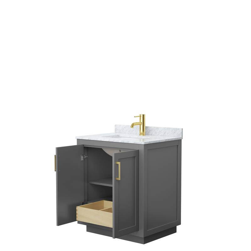 Miranda Single Vanity Set, White Carrara Marble Top, No Mirror