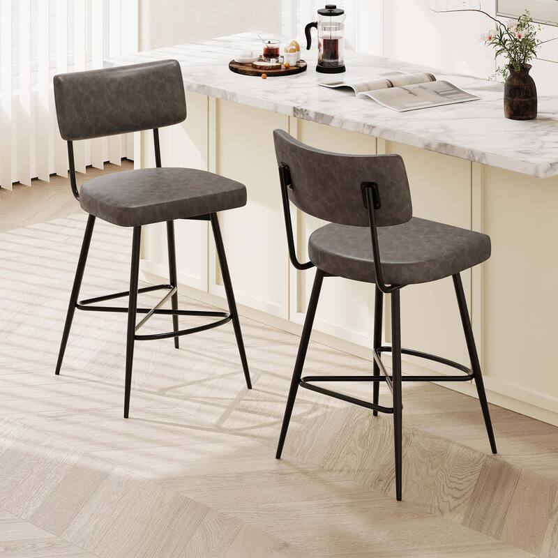 26"Retro Swivel Counter Stools Set of 2,only chairs - Grey