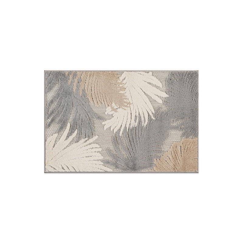 World Rug Gallery Tropical Floral Indoor/Outdoor Area Rug - 2' x 3' - Grey