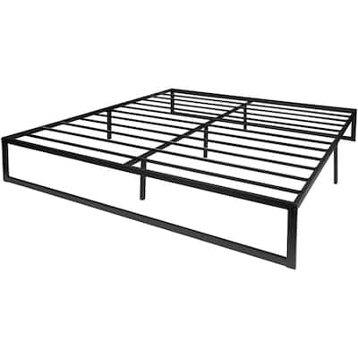 Heavy Duty 14 Inch Black Metal Bed Frame with Storage Clearance