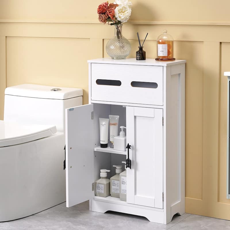 VECELO Slim freestanding bathroom storage cabinet with adjustable shelf for kitchen, living room, or hallway organization