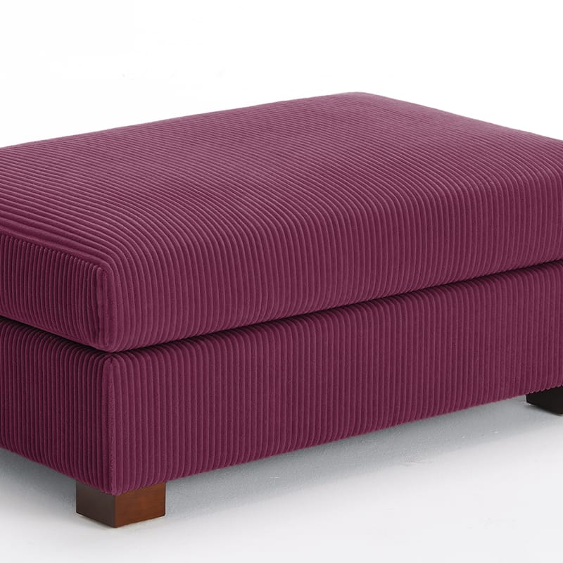 Modern Rectangle Oversized Stripe Corduroy Ottoman