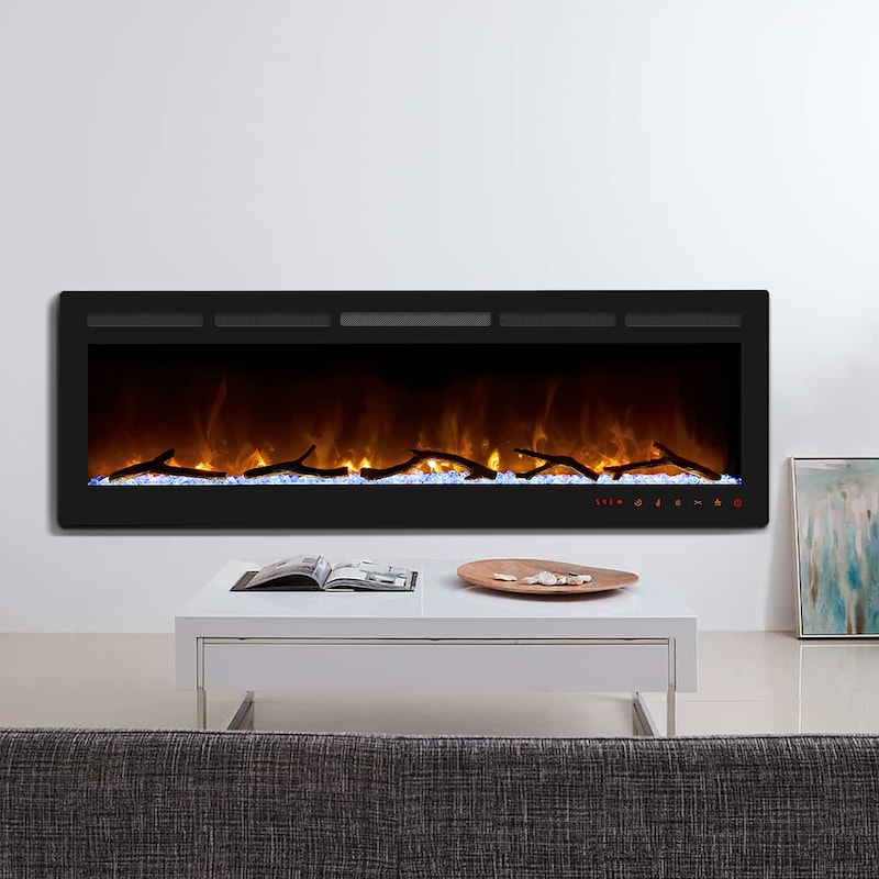 Clihome 30-72Inch Recessed Wall-mounted w/ RC (1500W) Electric Fireplace