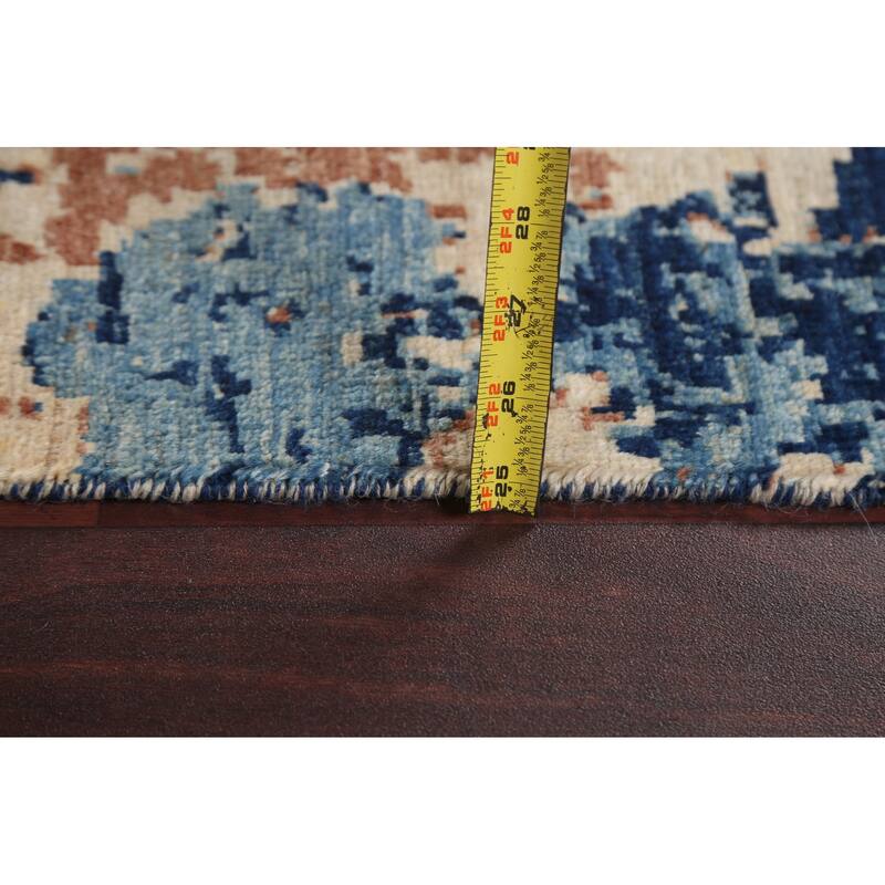 Vegetable Dye Wool/ Silk Abstract Area Rug Hand-knotted Modern Carpet - 6'5" x 9'6"