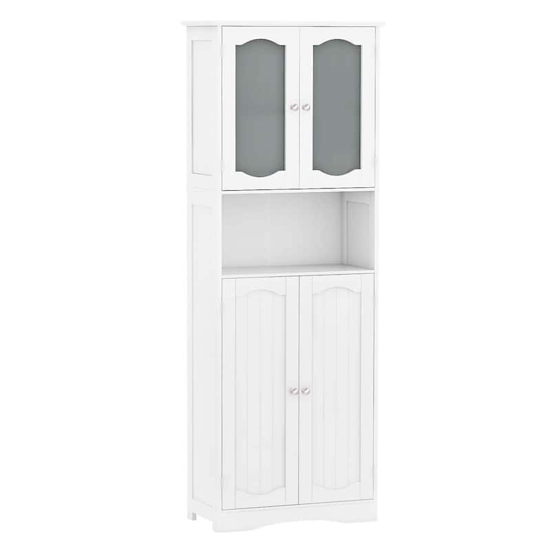 Tall Bathroom Cabinet Pantry Cabinet w/ Adjustable Shelves - White