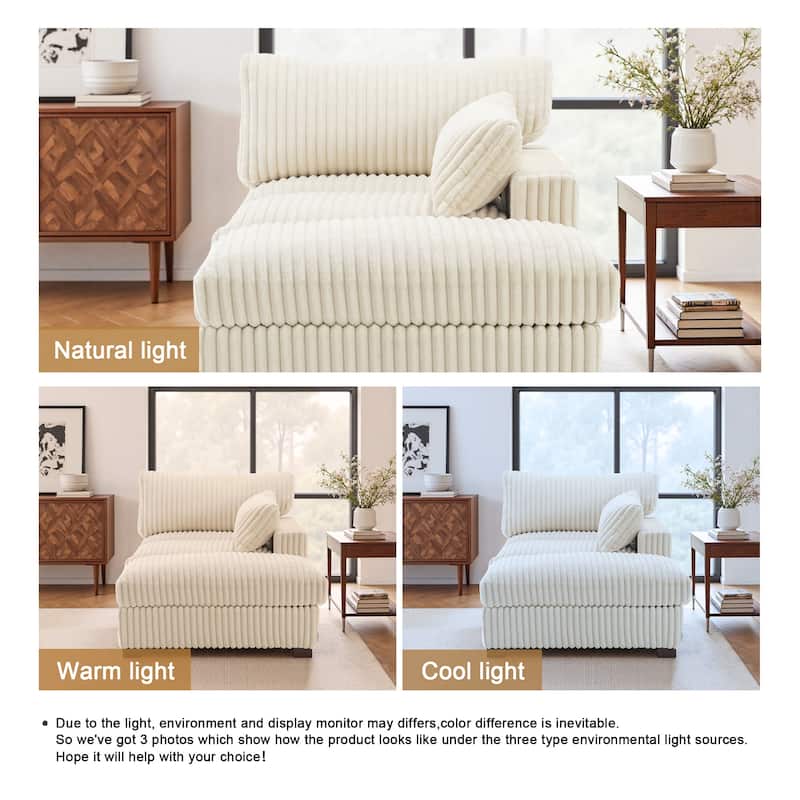 Modren Plush Upholstered Coner Chair and Ottoman Set