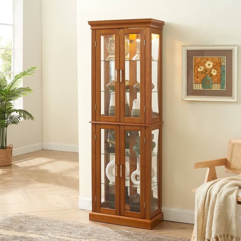 Curio Cabinet Display Cabinet w/Adjustable Shelves and Tempered Glass Doors