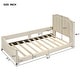 preview thumbnail 6 of 7, Beige Frame Bed L-shape Guardrail Upholstered Daybed Twin Bed with Classic Stripe Shaped Headboard, Nailhead Trim Footboard