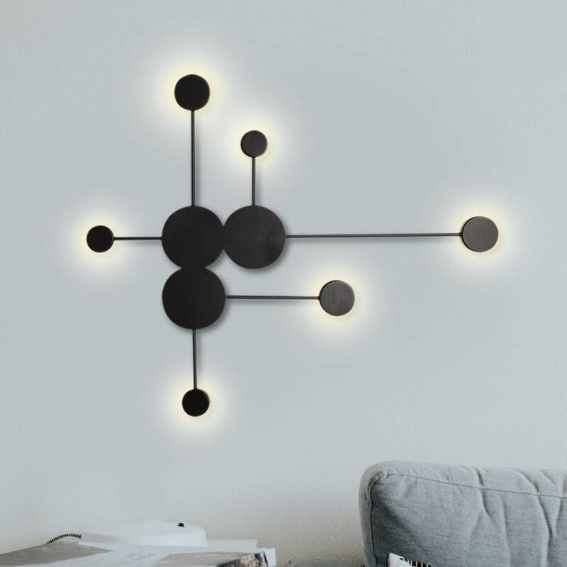 Modern Ultra-thin Black Sputnik LED Wall Light - 3000K Warm Lighting - 6-Light