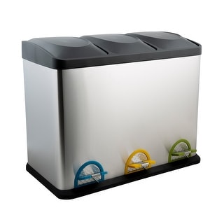Organize It All 45 Liter 3 Compartment Stainless Recycle Bin - Bed Bath ...
