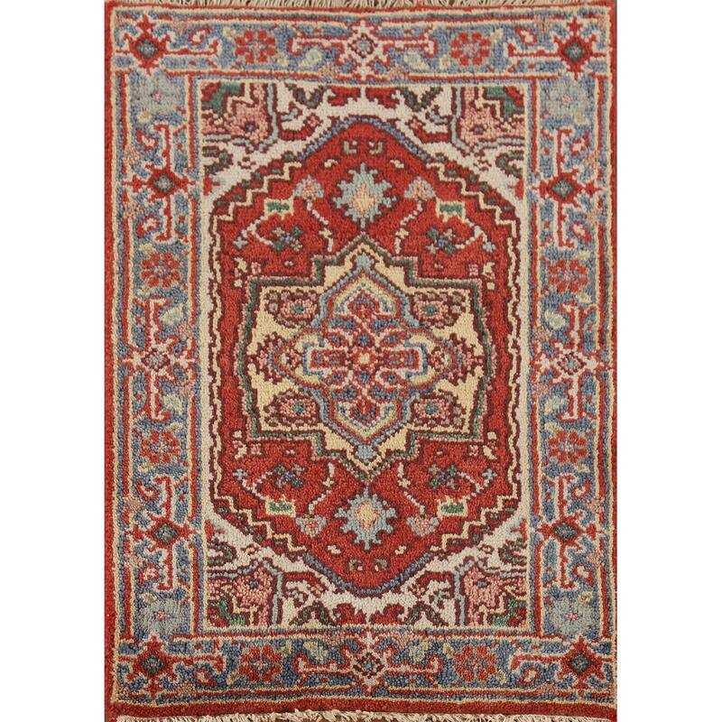 Geometric Heriz Serapi Oriental Accent Rug Hand-Knotted Wool Carpet - 2'0" x 3'0"