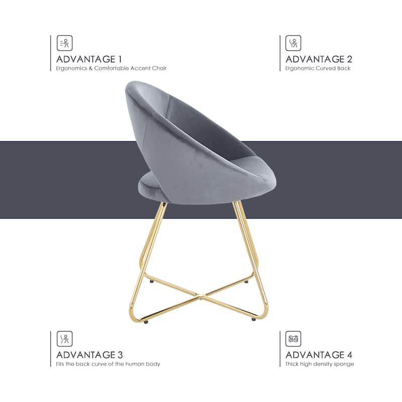Accent Velvet Chairs Set of 2 Dining Chairs Single Sofa Arm Chair Living Room Furniture Lounge Chairs with Metal Frame Legs