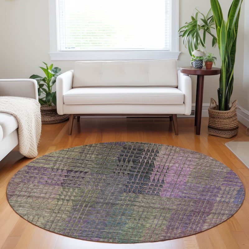Machine Washable Indoor/ Outdoor Chantille Modern Kaleidoscope Rug