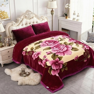 Korean Blanket Floral Printed Thick Warm Super Soft King Purple Bed Bath Beyond 35316725