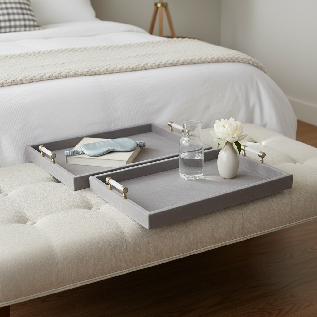 Wood Trays Rectangular Accent Ottoman Styling (Set of 2) - 18/20" Gray - 20.0"