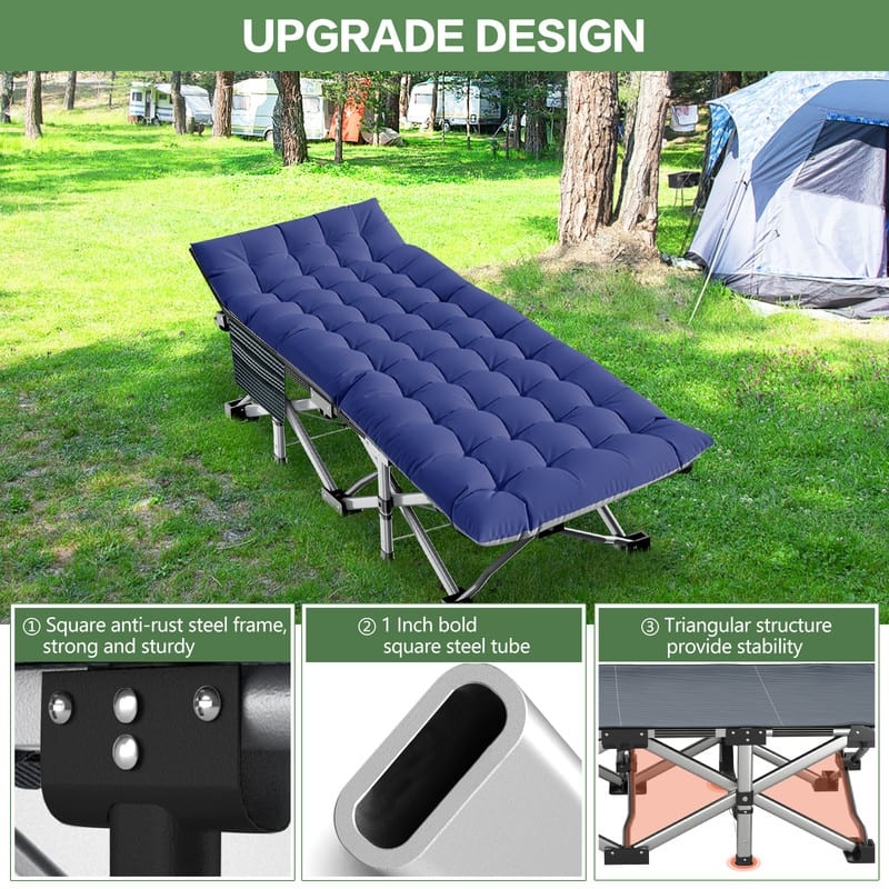 Folding Camping Cot Bed, 1200D Layer Oxford Travel Cots with Carry Bag