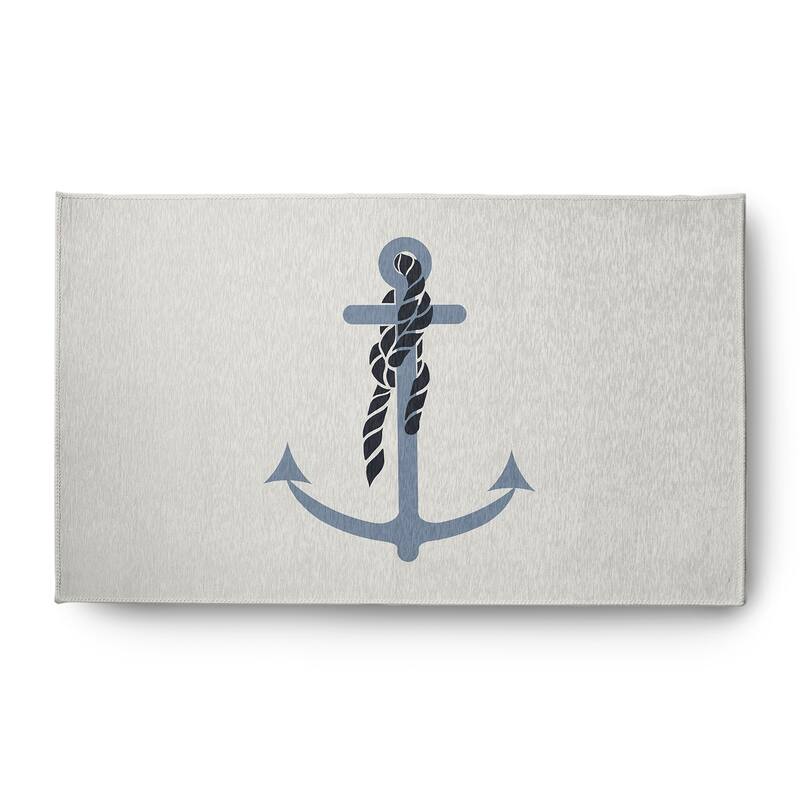 Anchor and Rope Nautical Indoor/Outdoor Rug - Dusty Smoke - 3' x 5'