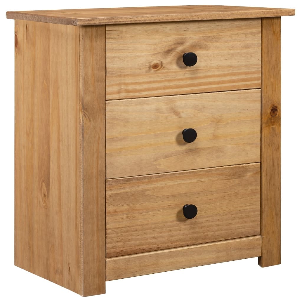 vidaXL Nightstand with 3 Drawers Storage Bedside Table Pinewood Panama Range