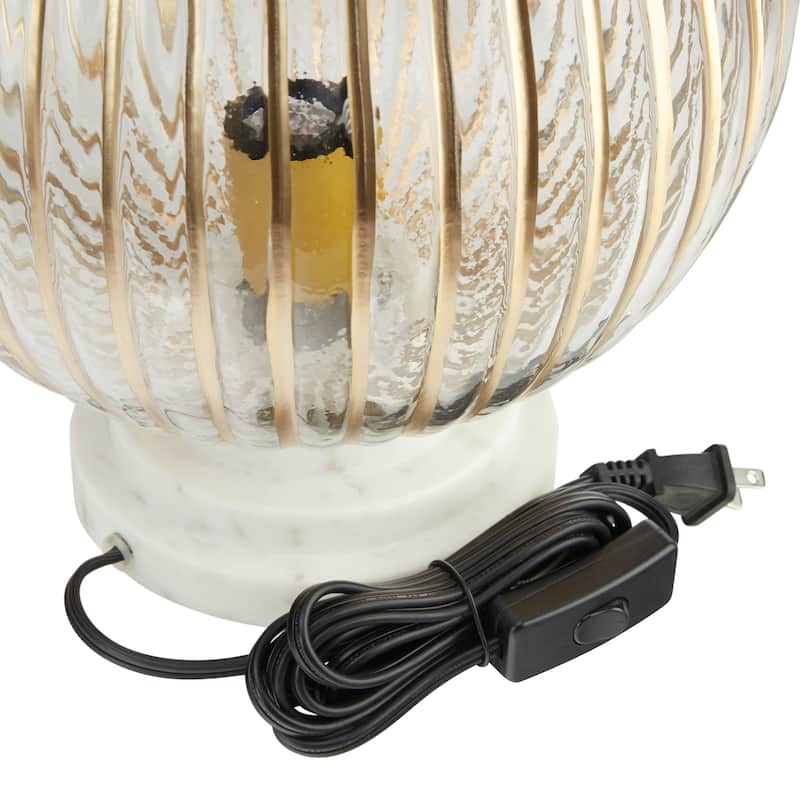 Aria River of Goods Marble and Clear Glass Urn-Shaped Shade 12.25-Inch Accent Lamp - 10.25" x 10.25" x 12.25"