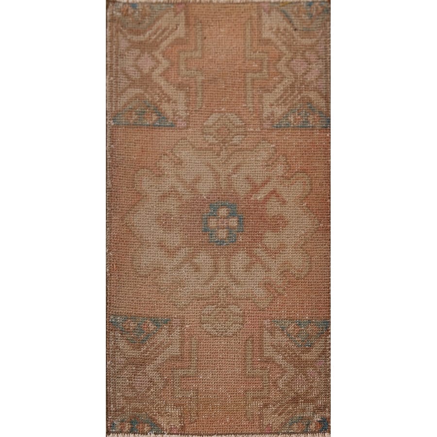 Hand Knotted Oriental 100% Wool Carpet Transitional Tribal Peach Anatolian Area Rug - 3' 2'' X 1' 6''