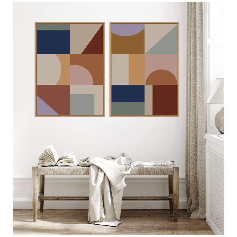 Kate and Laurel Modern Bohemian Pattern 2 Piece Framed Canvas Wall Art Set by The Creative Bunch Studio
