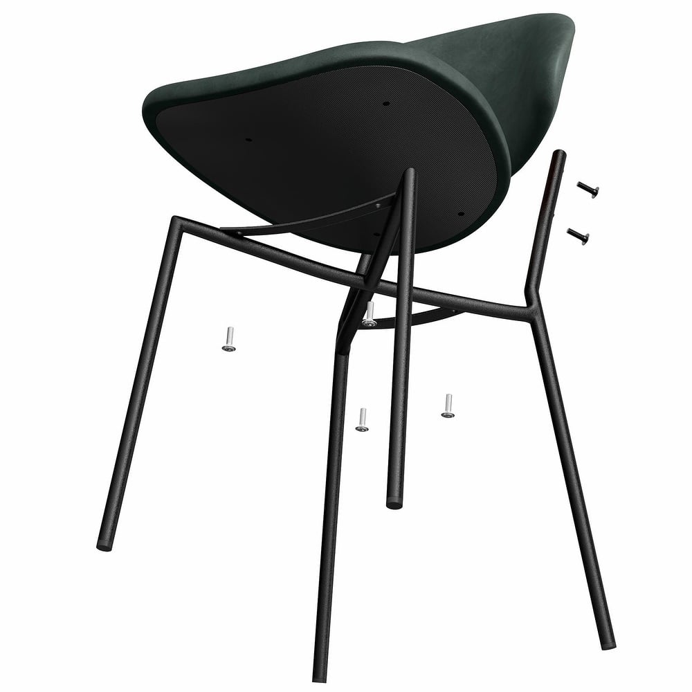 Set of 4 Mid-Century Modern Upholstered Boucle Dining Chairs with Curved Backrest