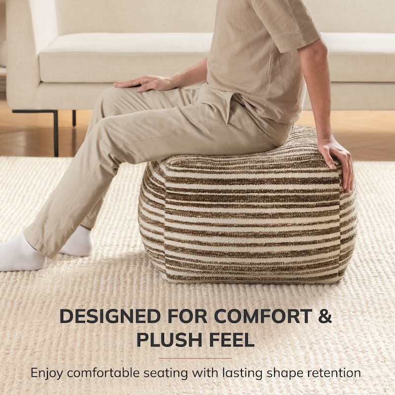 Jani 22-inch Ottoman Pouf - Handcrafted Handmade Round Ottoman for Seating, Footrest, Home Decor for Living Room, Bedroom
