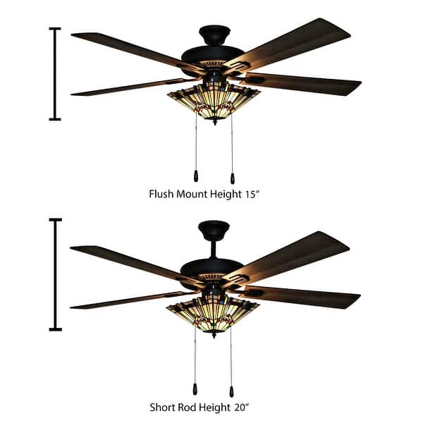 Copper Grove Orson Bronze Metal/Stained Glass 5-blade 52-inch Craftsman Ceiling Fan - 52"L x 52"W x 20"H - 52"L x 52"W x 20"H
