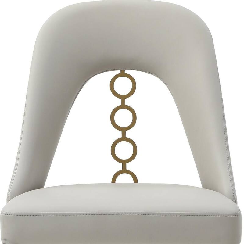 HomeRoots Set of Two Gray and Gold Faux Leather and Stainless Steel Dining Side Chairs - 19.00 in. x 34.00 in. x 22.00 in.