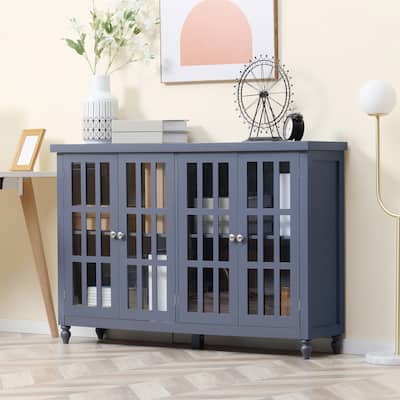 Buffet Cabinet with 4 Tempered Glass Doors