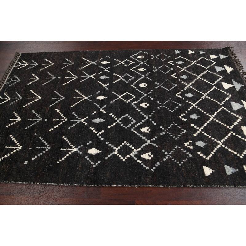 Geometric Vegetable Dye Moroccan Berber Oriental Area Rug Handmade - 4'6" x 6'11"