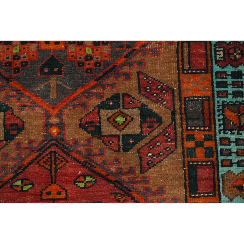 Hand Knotted Oriental 100% Wool Carpet Traditional Tribal Brown Ardebil Runner Rug - 10' 10'' X 3' 4''
