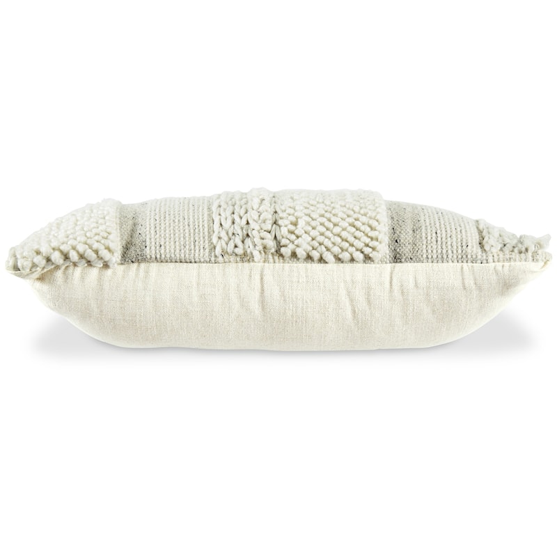 Lumbar Pillow Set of 4, 14 x 22 Inch, Polyester, Handwoven Beige Cotton