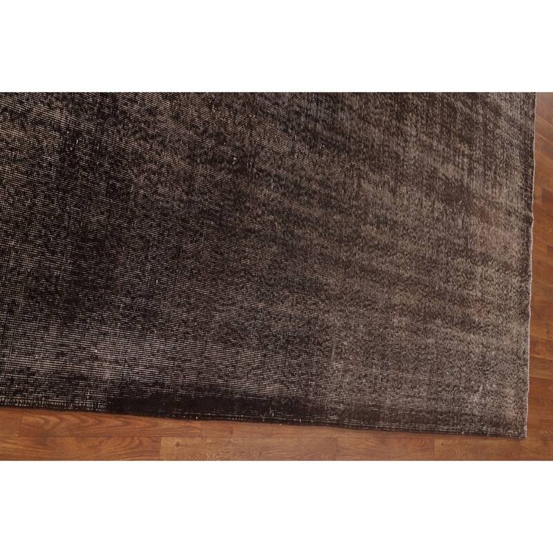 Over-Dyed Solid Anatolian Turkish Vintage Rug Handmade Wool Carpet - 6'11" x 10'7"