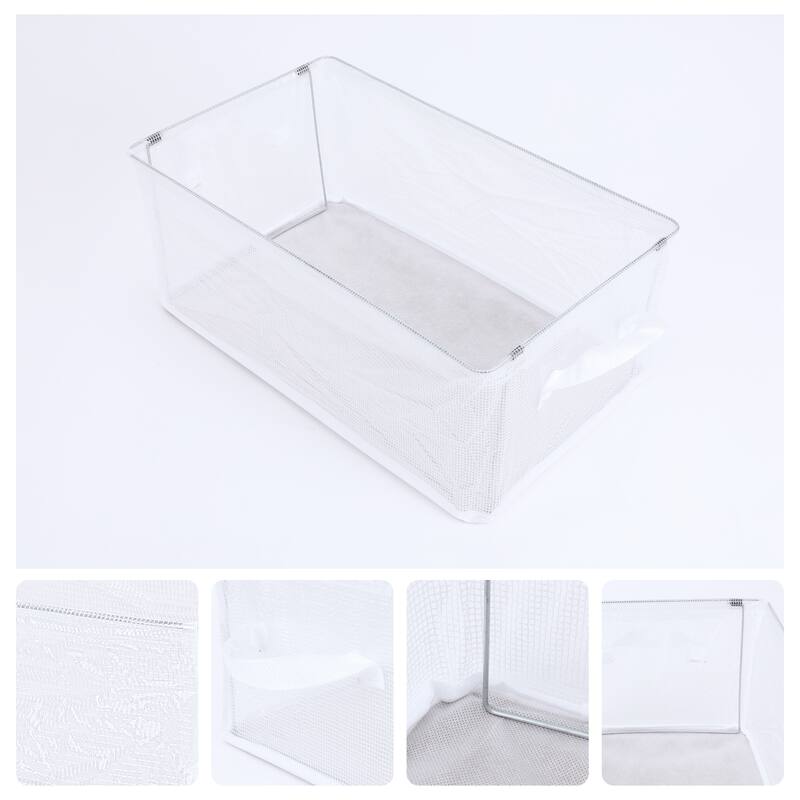 Storage Cube, PVC Storage Bin with Handles for Shelves Closet, 1 Pack Collapsible Storage Basket for Organizing Clothes Books - Transparent - 18x11x8"