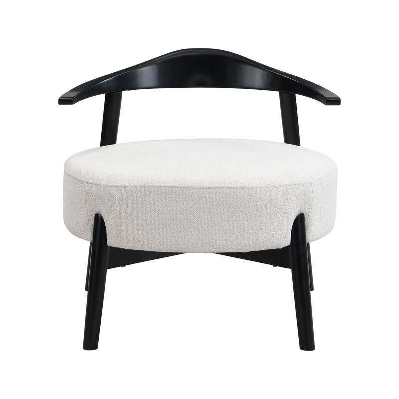 Roomfitters Upholstered Accent Chair, Modern Reading Armchair for Living Room and Bedroom, Beige+Black