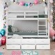 preview thumbnail 1 of 10, Twin over Twin Bunk Bed with Trundle & Drawers, Convertible to Captain Bed & Single Bed, Arched Headboard & Footboard, White White