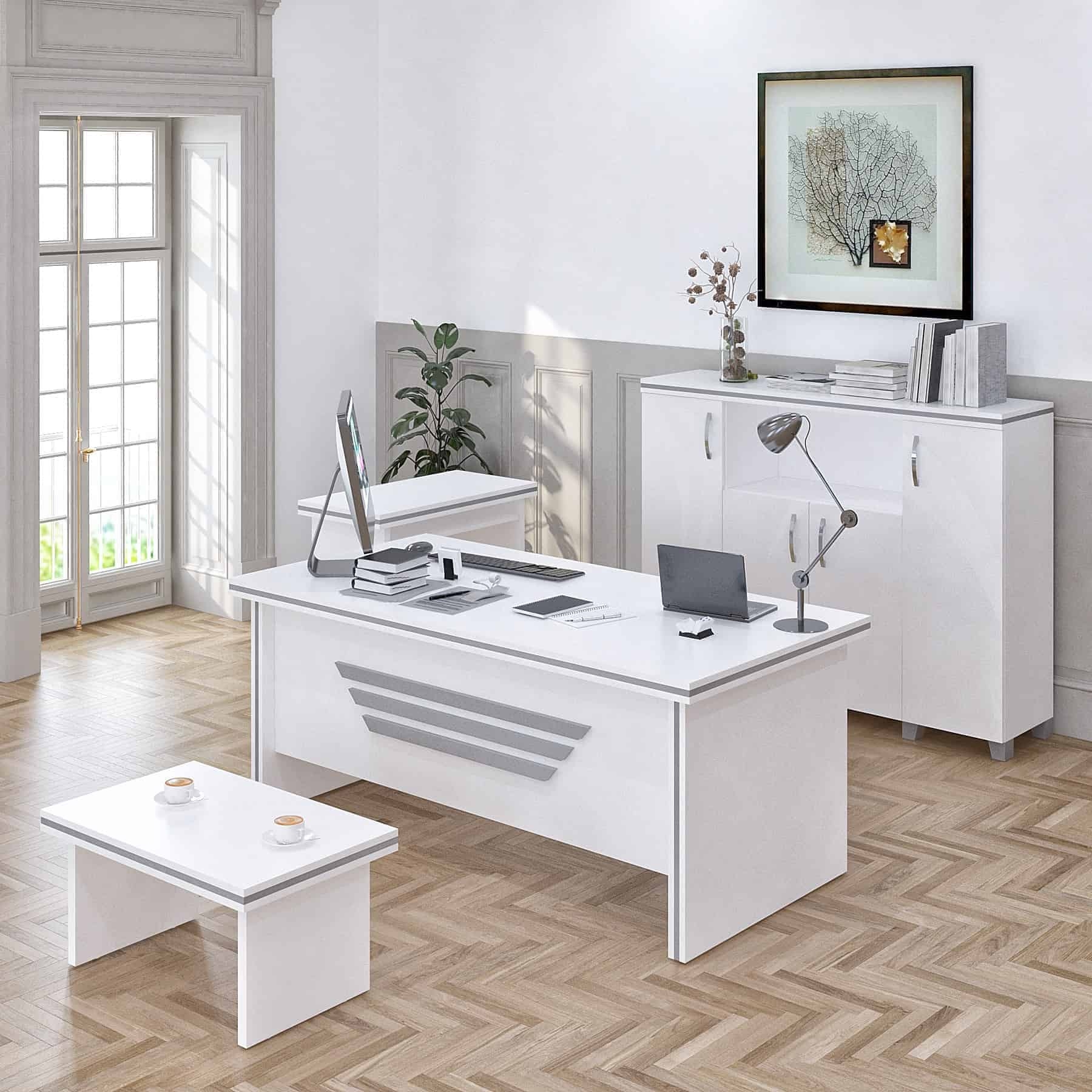 Newstar 71 White 4 Piece Desk Home Office Suite Furniture Set Bed Bath Beyond 36219155