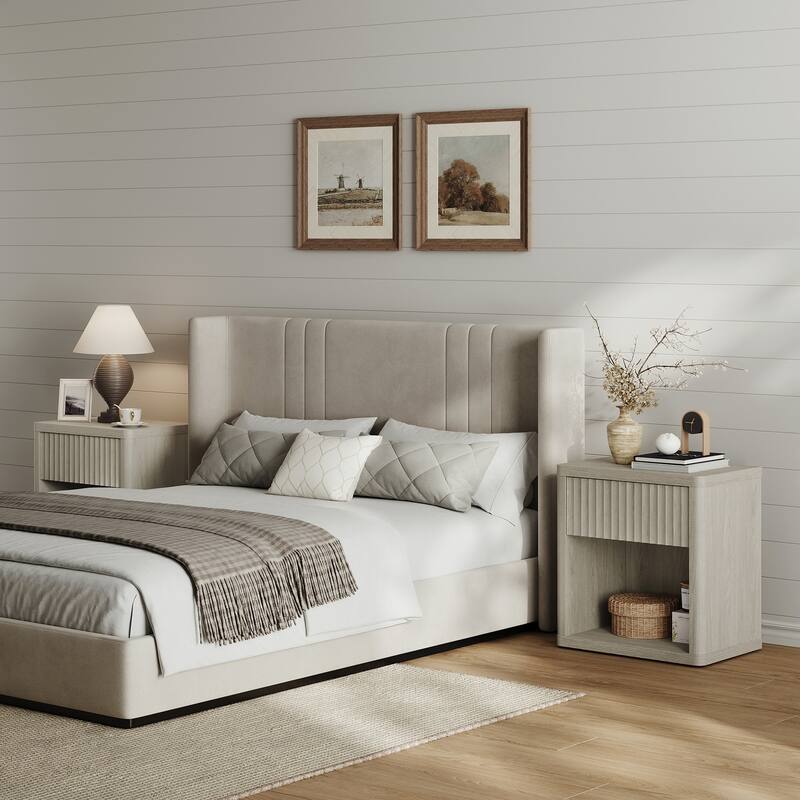 SICOTAS Nightstand with 1 Drawer and Open Storage