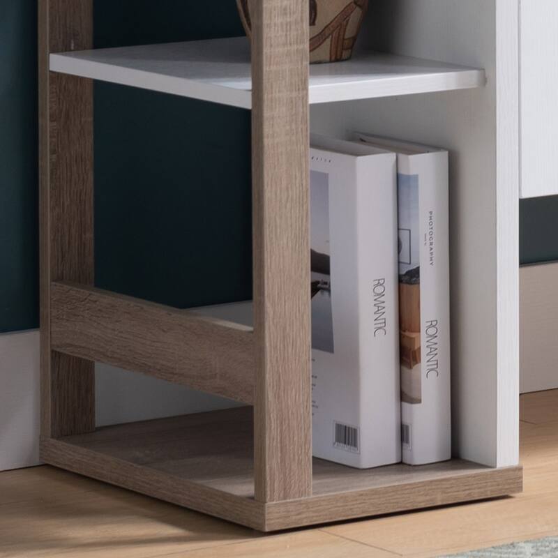 Modernize Kitchen Buffet Organizing Cabinet with 4 Shelves, White & Dark Taupe