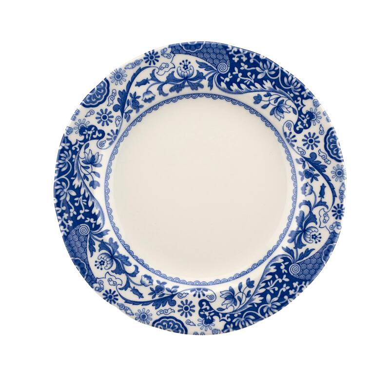 Spode Set of 4 Blue Italian Brocato Rimmed Plates