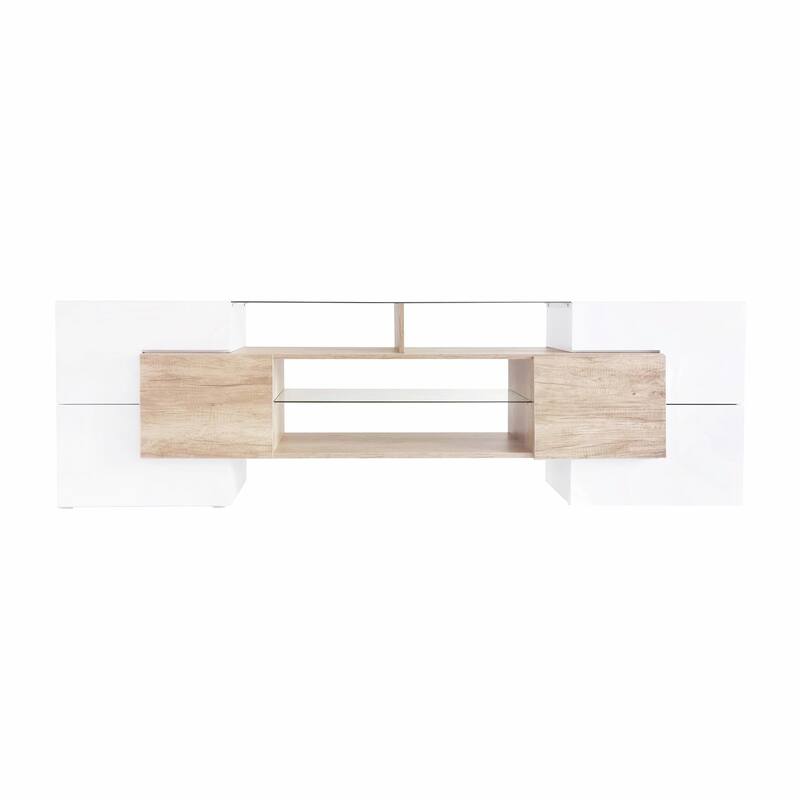 Unique Shape TV Stand with Illuminated Glass Shelves