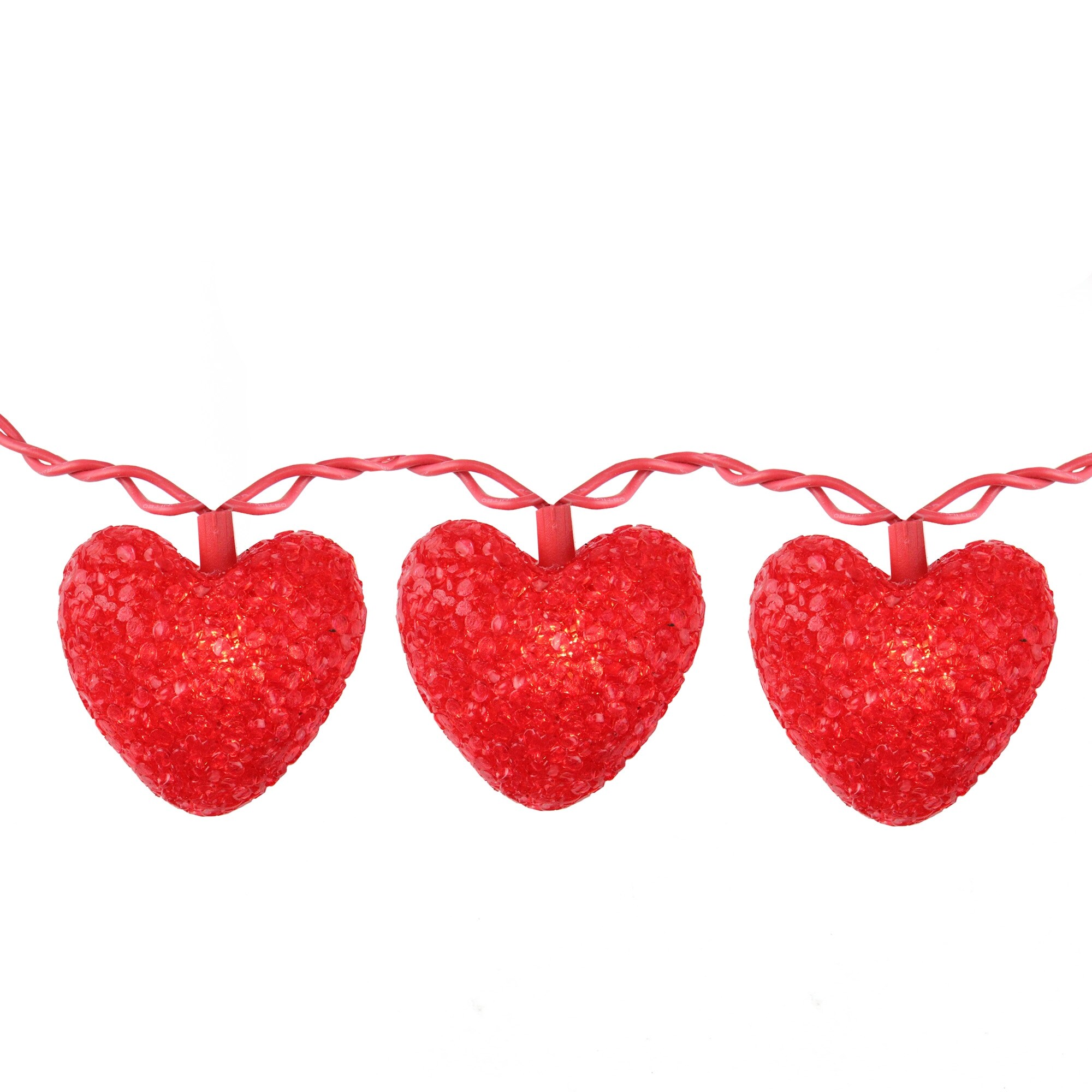 Shop 10ct Valentines Day Heart Holiday Lights 7 5ft Red Wire