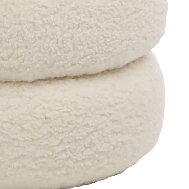Declan Ivory Faux Sheepskin Round Ottoman