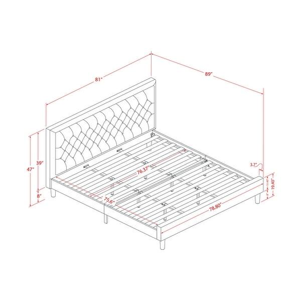 East West Furniture Bed Set King Size Bed Brown Headboard with