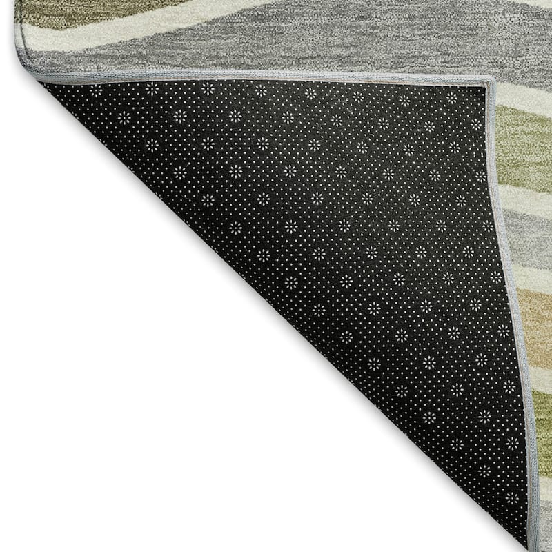 Machine Washable Indoor/ Outdoor Contemporary Stripe Chantille Rug