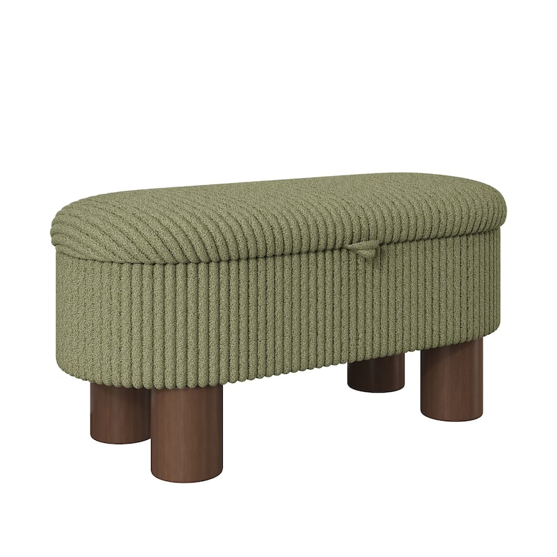 Modern Storage Ottoman Corduroy Upholstered Bench Bedroom Storage Seat Entryway Shoe Bench for Living Room, Bedroom and Entryway