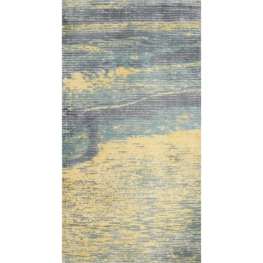 Hand Knotted Oriental Viscose Silk Carpet Modern All-Over Yellow & Gold Abstract Area Rug - 4' 0'' X 2' 0''